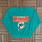 Miami Dolphins Football Graphic Crewneck | Size Large | Vintage 1980s NFL Football Teal Sweater |