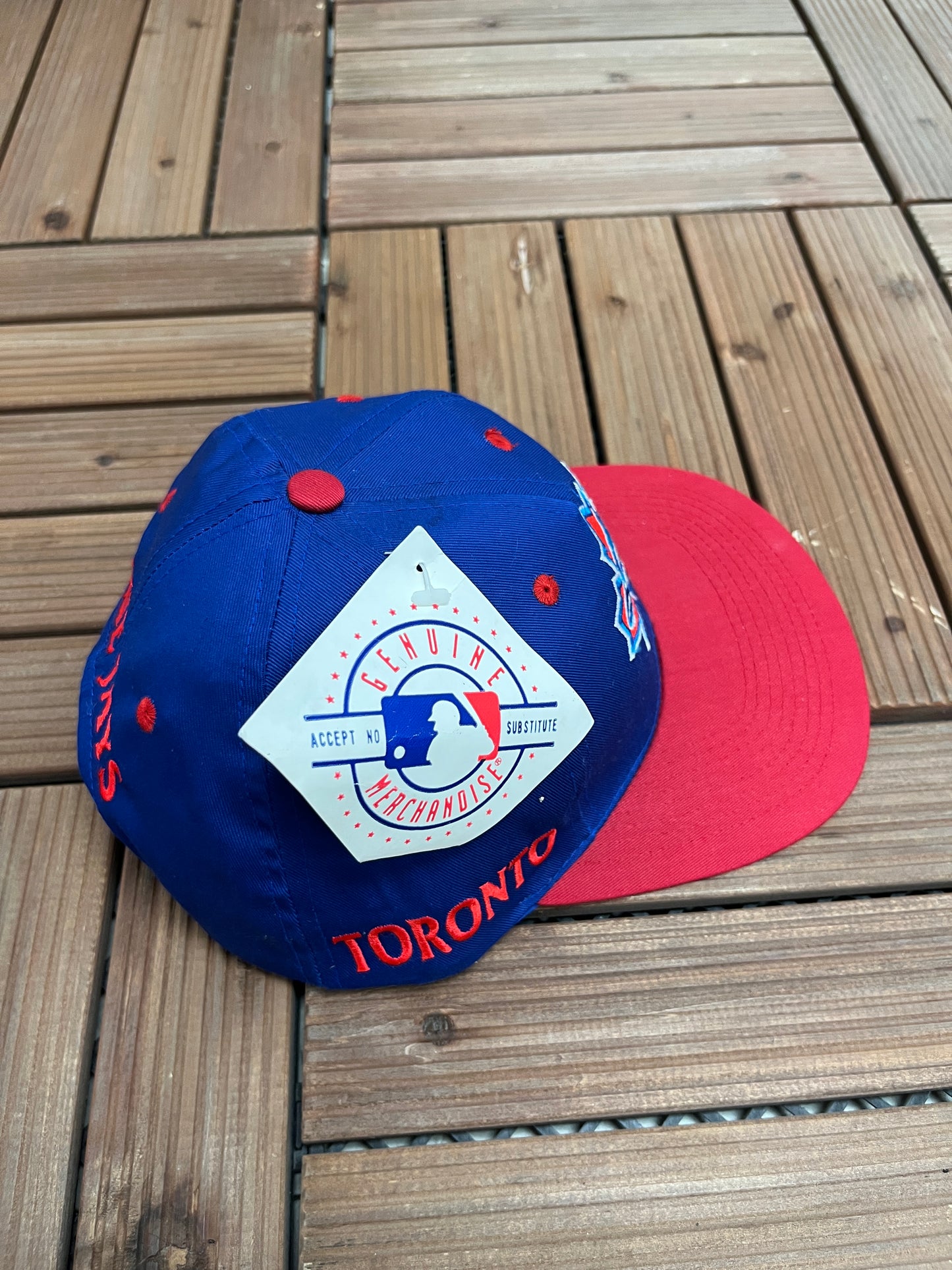 Toronto Blue Jays Graphic Hat | Snap Back | Vintage 1990s MLB Baseball Blue Cap |