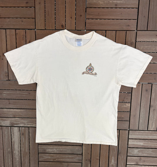 Jimmy Buffett A Salty Piece Of Land Tour 2005 Graphic Tee | Size Large | Vintage 2000s Country Music White T-Shirt |