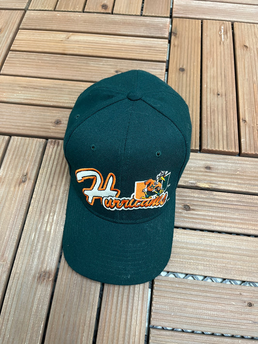 Miami Hurricanes Graphic Hat | One Size | Vintage 2000s College Sports Green Cap |