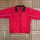 Nike Embroidered Swoosh Windbreaker Jacket | Size Medium | Vintage 2000s Branded Red Zip Up Windbreaker |
