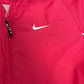 Nike Embroidered Swoosh Windbreaker Jacket | Size Medium | Vintage 2000s Branded Red Zip Up Windbreaker |