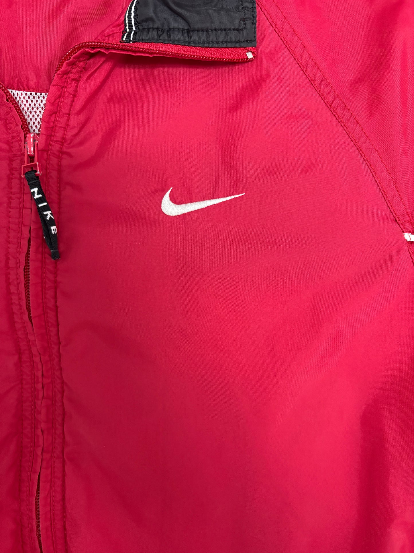 Nike Embroidered Swoosh Windbreaker Jacket | Size Medium | Vintage 2000s Branded Red Zip Up Windbreaker |