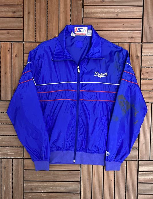 Los Angeles Dodgers Graphic Windbreaker Jacket | Size Medium | Vintage 1980s MLB Baseball Starter Windbreaker |