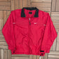 Nike Embroidered Swoosh Windbreaker Jacket | Size Medium | Vintage 2000s Branded Red Zip Up Windbreaker |