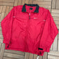 Nike Embroidered Swoosh Windbreaker Jacket | Size Medium | Vintage 2000s Branded Red Zip Up Windbreaker |