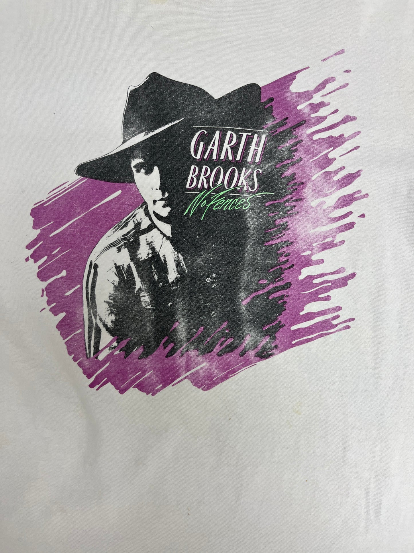 Garth Brooks No Fences Graphic Tee | Size X-Large | Vintage 1990s Country Music White T-Shirt |