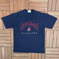 Cleveland Indians Embroidered Graphic Tee | Size Large | Vintage 1990s MLB Baseball Blue T-Shirt |