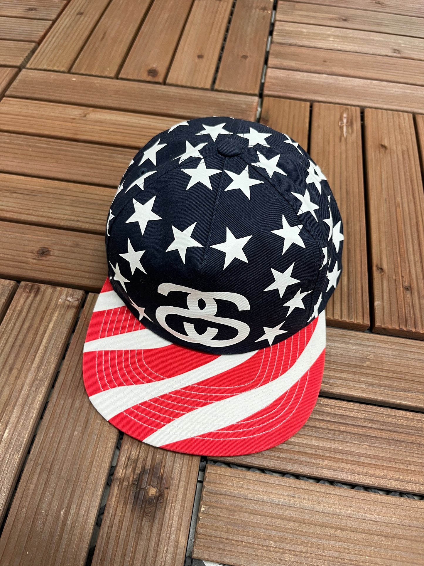 Stussy American Flag Graphic Hat | Snap Back | Vintage 2000s Stussy Branded Cap |