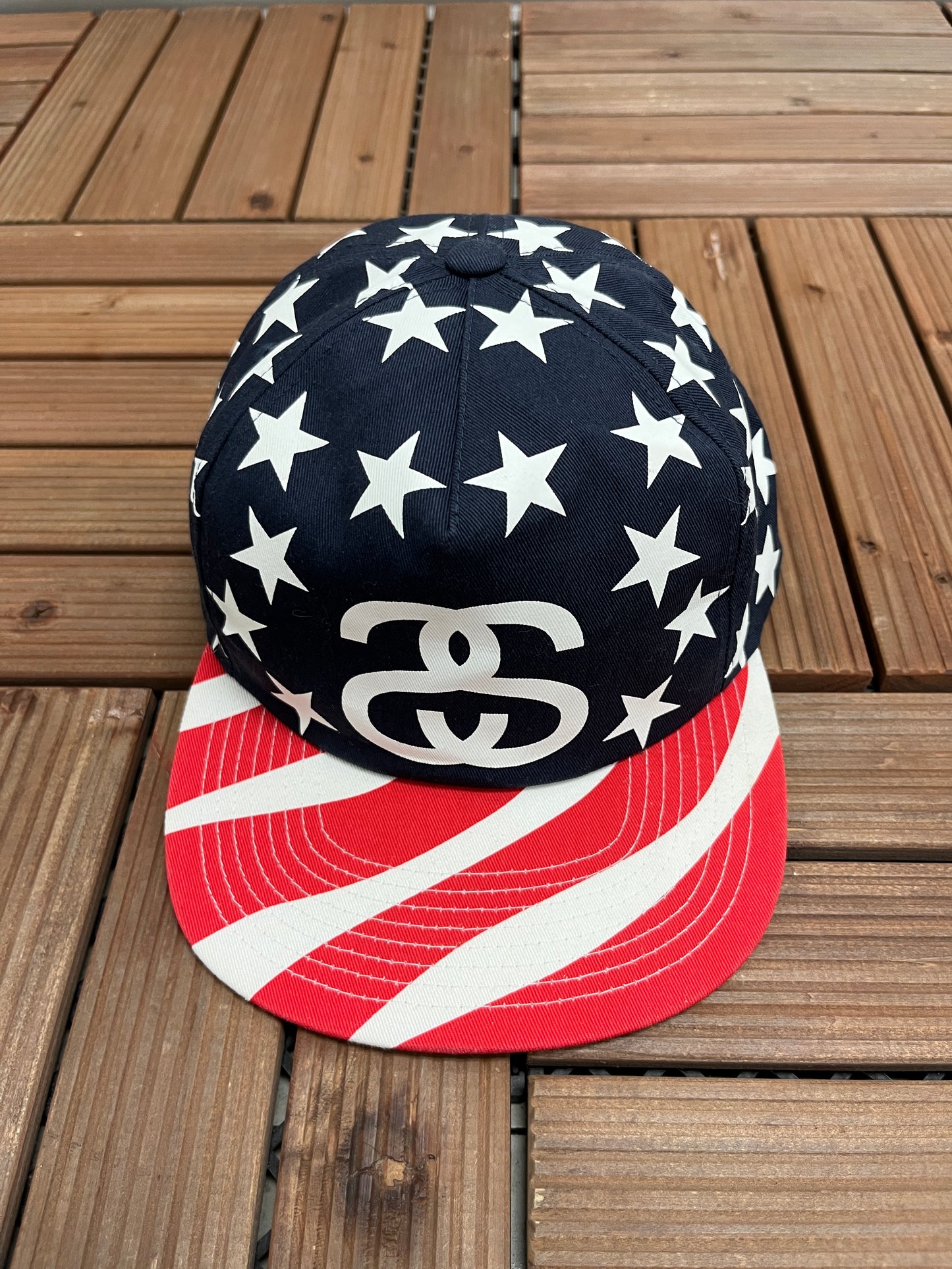 Stussy American Flag Graphic Hat | Snap Back | Vintage 2000s Stussy Branded Cap |