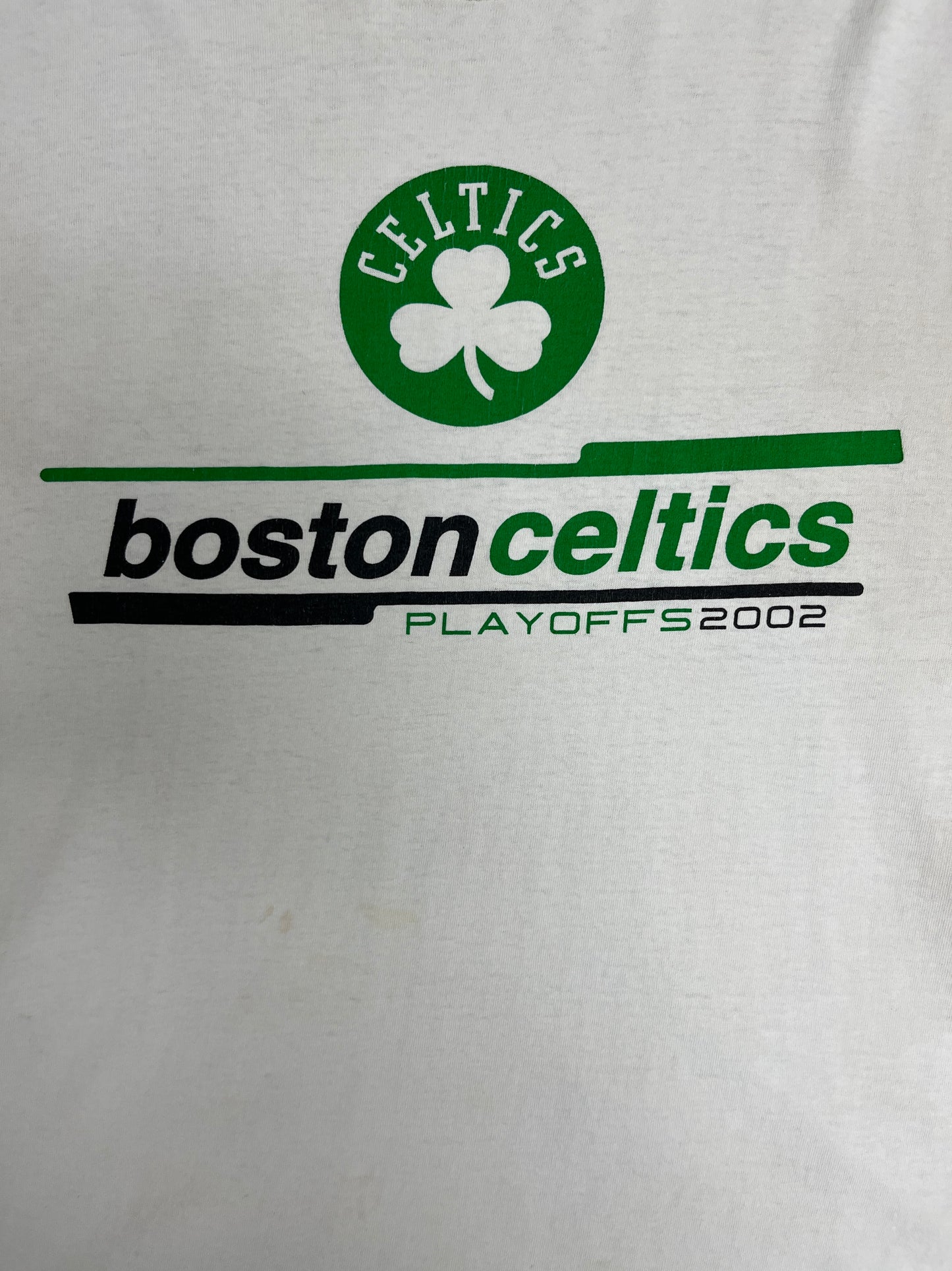 Boston Celtics Playoffs 2002 Graphic Tee | Size X-Large | Vintage 2000s NBA Basketball White T-Shirt |