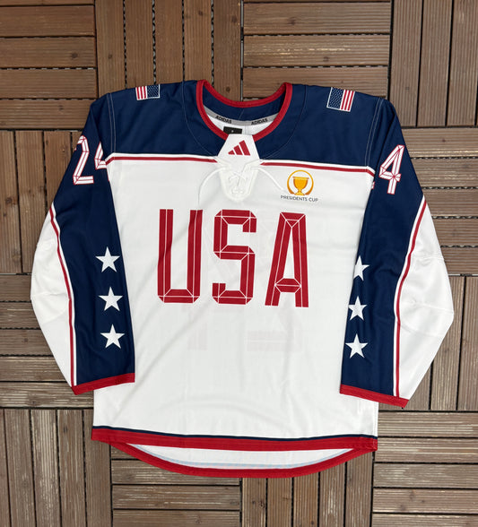 USA Presidents Cup Golf Tournament Hockey Jersey | Size X-Large | Adidas Branded White Jersey |