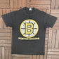 Boston Bruins Graphic Tee | Size X-Large | Vintage 1990s NHL Hockey Distressed Grey T-Shirt |