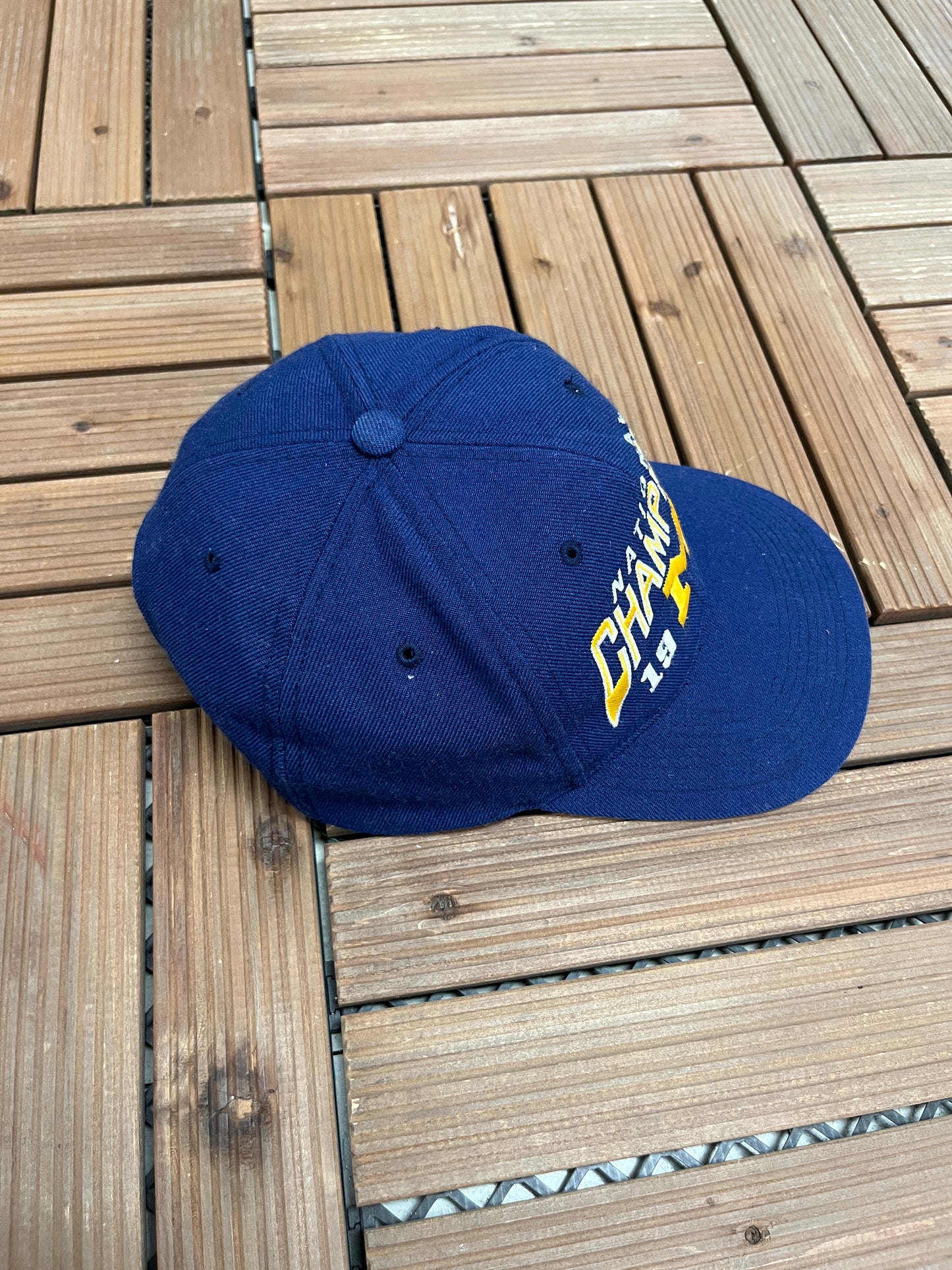 Michigan Wolverines National Champions 1997 Graphic Hat | Snap Back | Vintage 1990s College Sports Specialties Blue Cap |