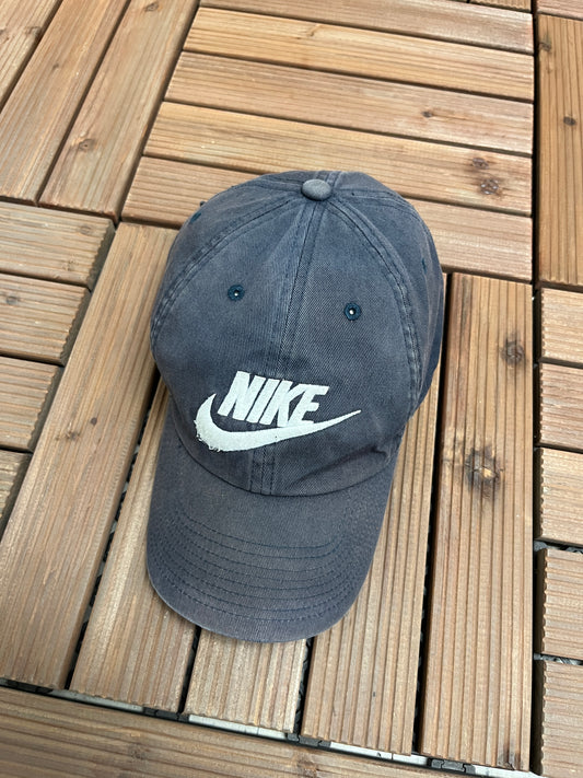 Nike Small Embroidered Swoosh Hat | Metal Clasp | Vintage 2000s Black Nike Branded Cap |