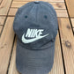 Nike Small Embroidered Swoosh Hat | Metal Clasp | Vintage 2000s Black Nike Branded Cap |