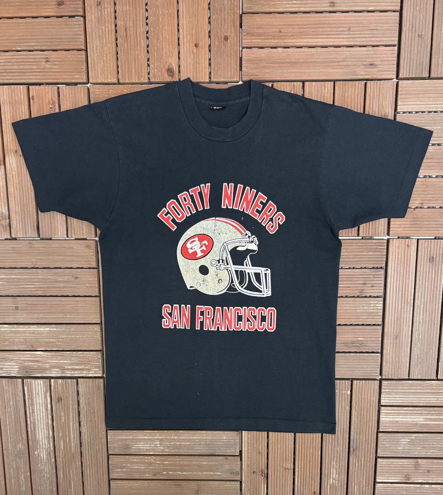 San Francisco 49ers Graphic Tee | Size Large | Vintage 1990s NFL Football Black T-Shirt |