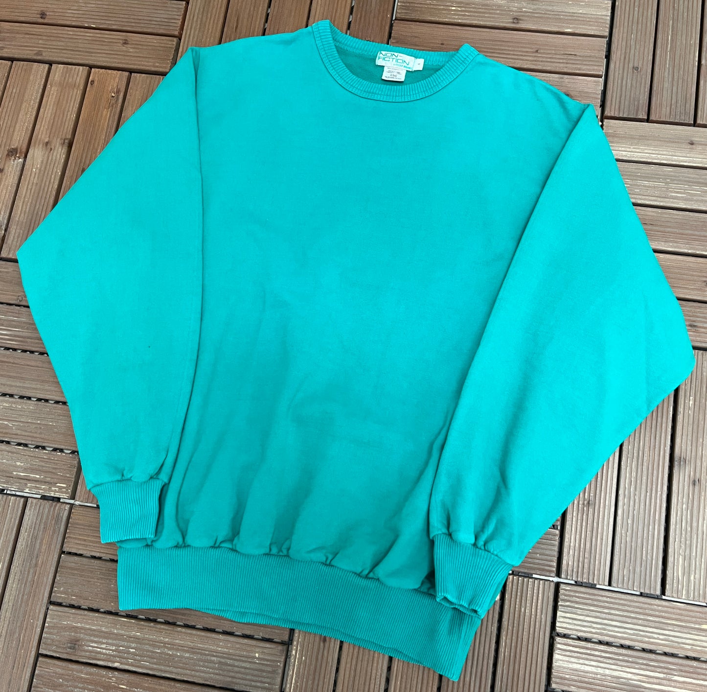 Blank Teal Non-Fiction Canadian Classics Crewneck | Size 4 / XXL | Vintage 1990s Thick Teal Sweatshirt |