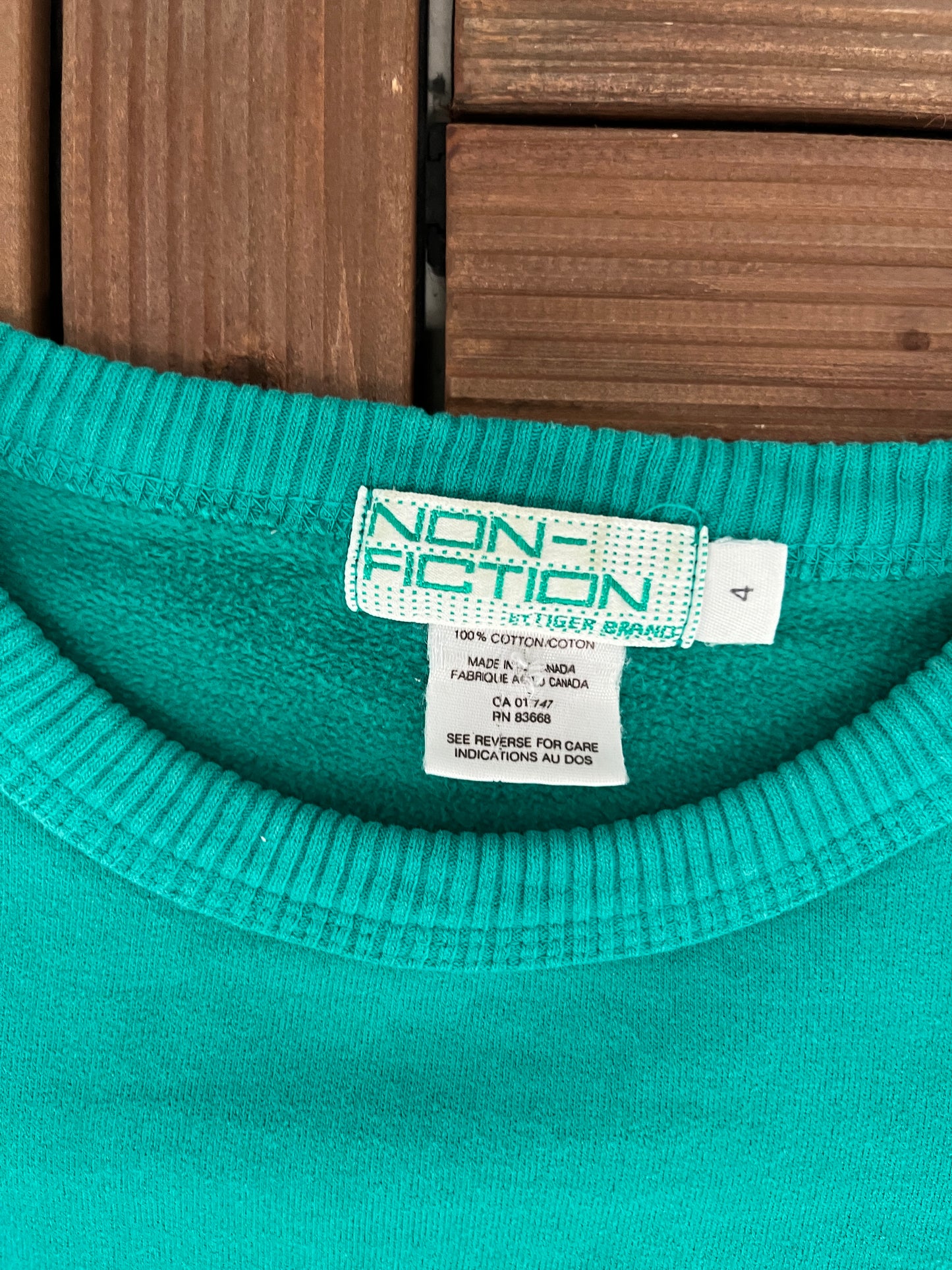 Blank Teal Non-Fiction Canadian Classics Crewneck | Size 4 / XXL | Vintage 1990s Thick Teal Sweatshirt |