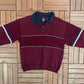 Maroon Striped Quarter Zip Sweater | Size Large | Vintage 1990s Blank Red Sweatshirt |