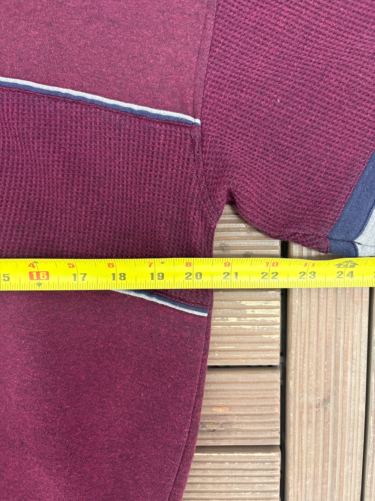 Maroon Striped Quarter Zip Sweater | Size Large | Vintage 1990s Blank Red Sweatshirt |