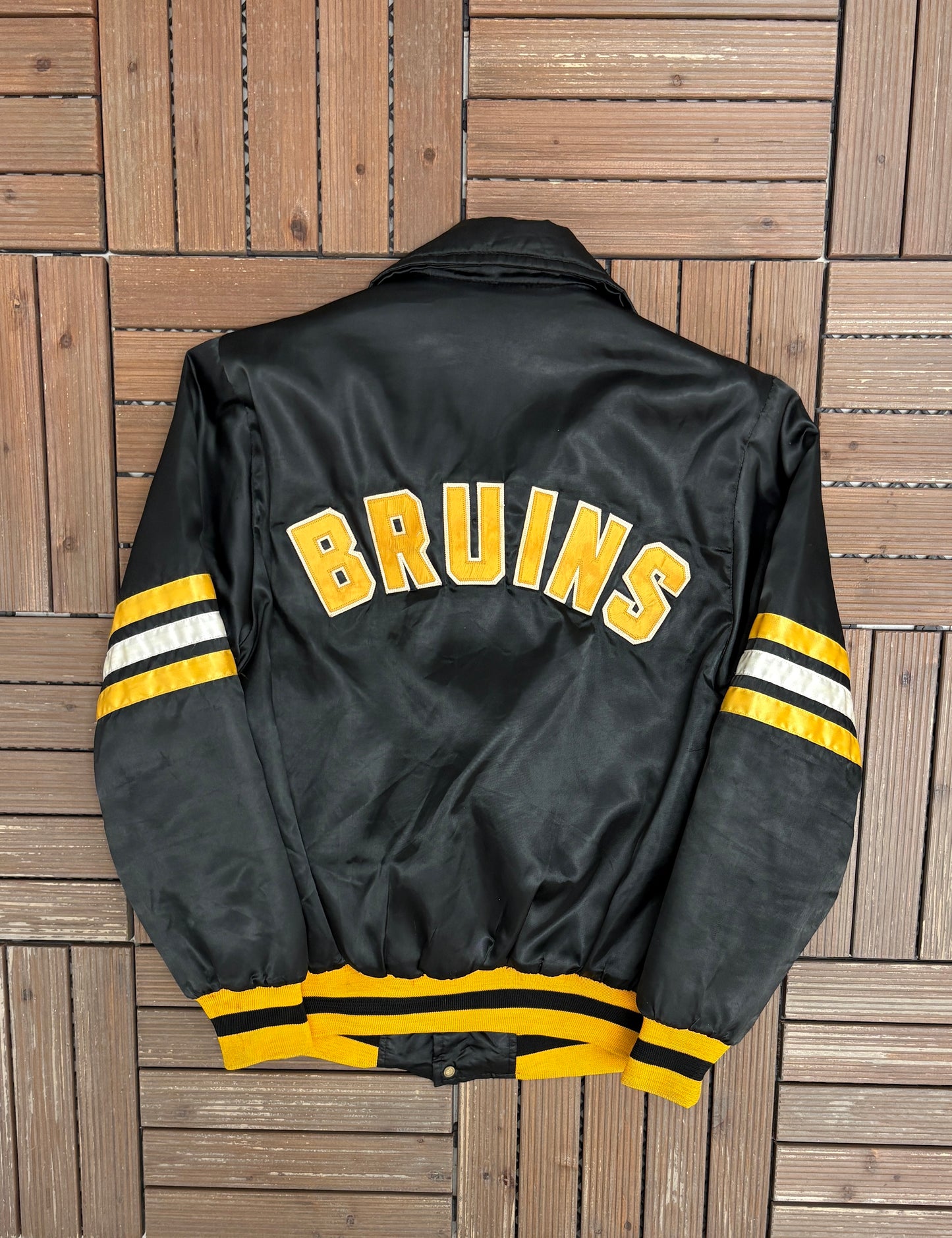 Boston Bruins Graphic Jacket | Size Medium | Vintage 1990s NHL Hockey Black Jacket |