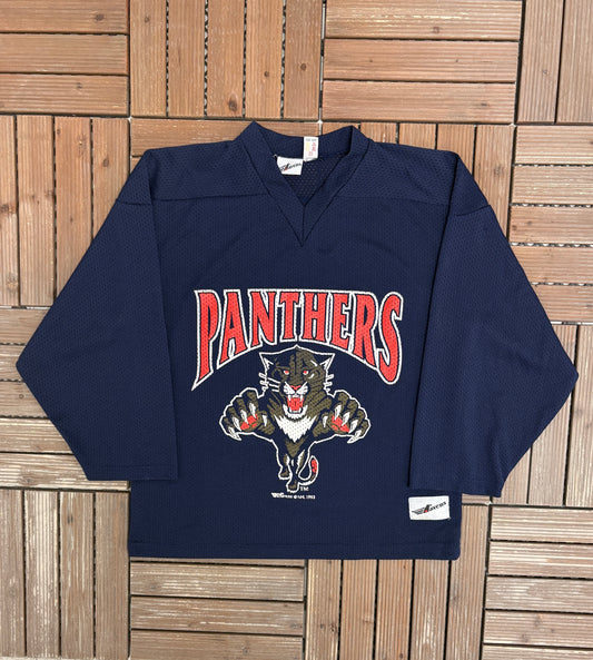 Florida Panthers Hockey Jersey | Size X-Large | Vintage 1990s NHL Hockey Blue Jersey |