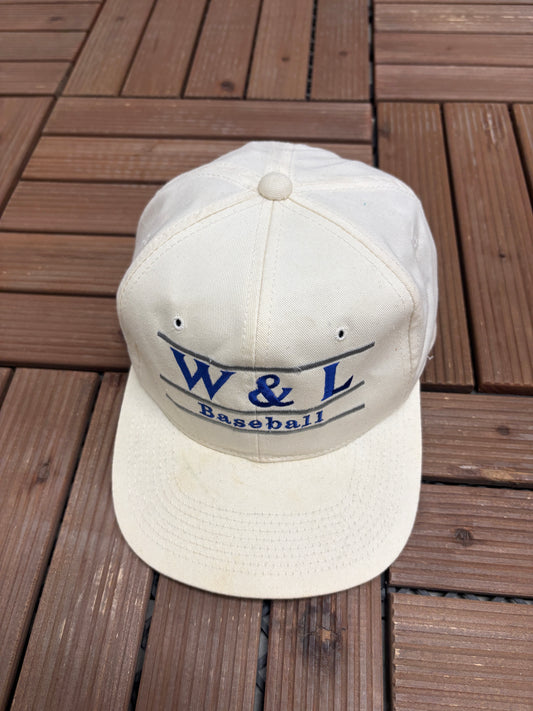 Washington & Lee Generals Baseball Graphic Hat | Snap Back | Vintage 1990s College White Cap |