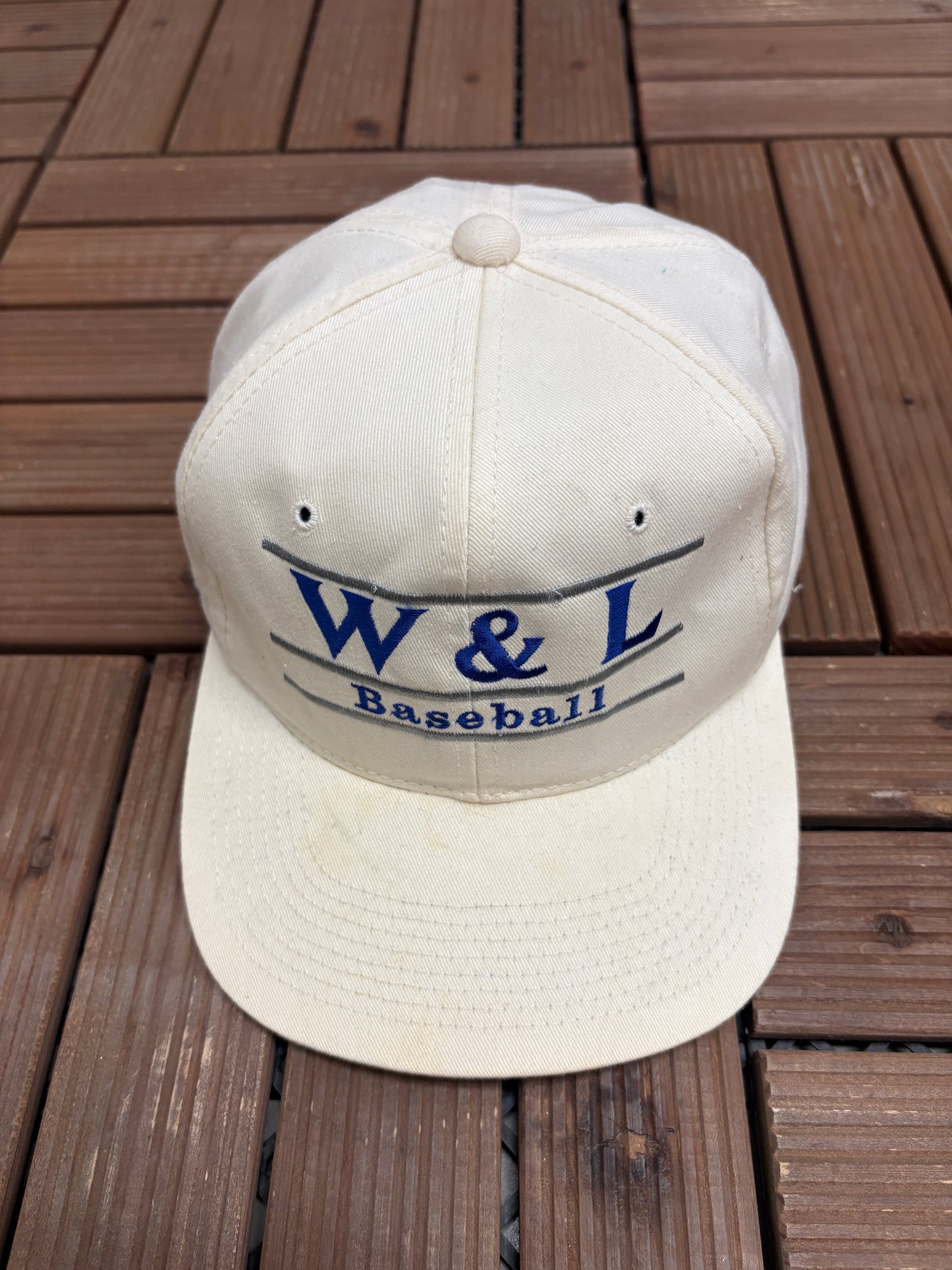 Washington & Lee Generals Baseball Graphic Hat | Snap Back | Vintage 1990s College White Cap |