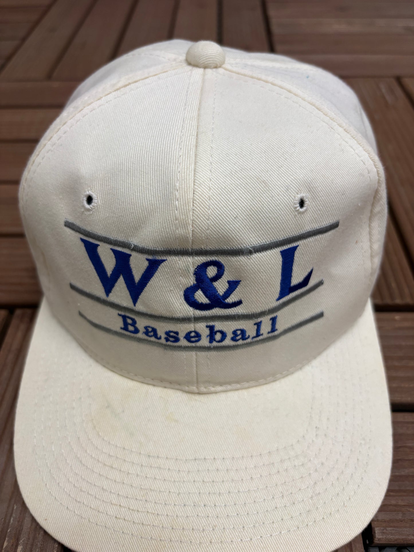 Washington & Lee Generals Baseball Graphic Hat | Snap Back | Vintage 1990s College White Cap |