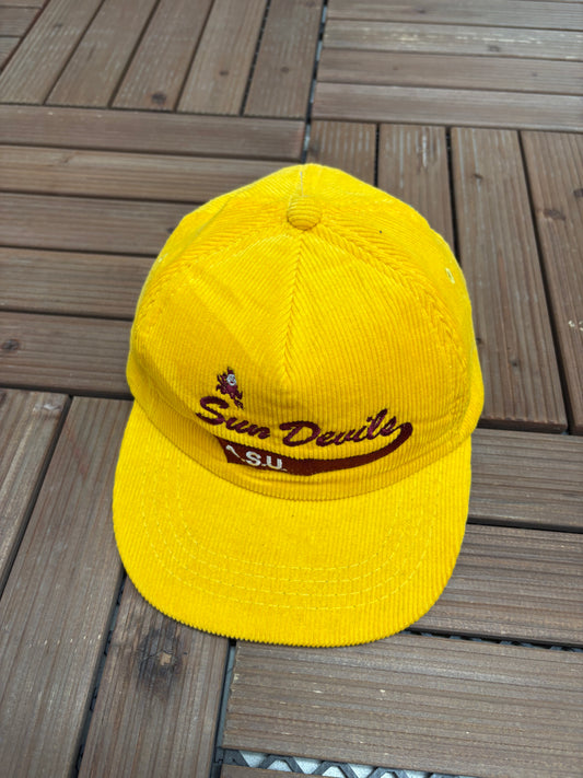 Arizona State Sun Devils Embroidered Hat | Snap Back | Vintage 1990s Cord College Yellow Cap |