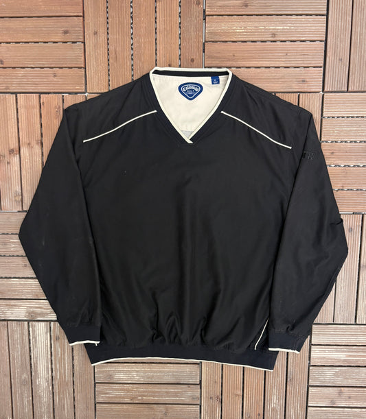 Callaway Golf Graphic Windbreaker | Size X-Large | Vintage 2000s Golf Black Windbreaker |