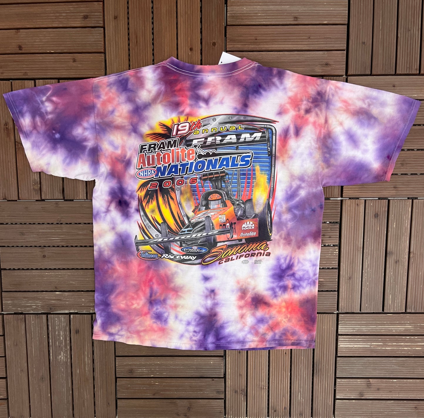 Autolite Nationals 2006 NHRA Graphic Tee | Size X-Large | Vintage 2000s NHRA Racing Tie Dye T-Shirt |