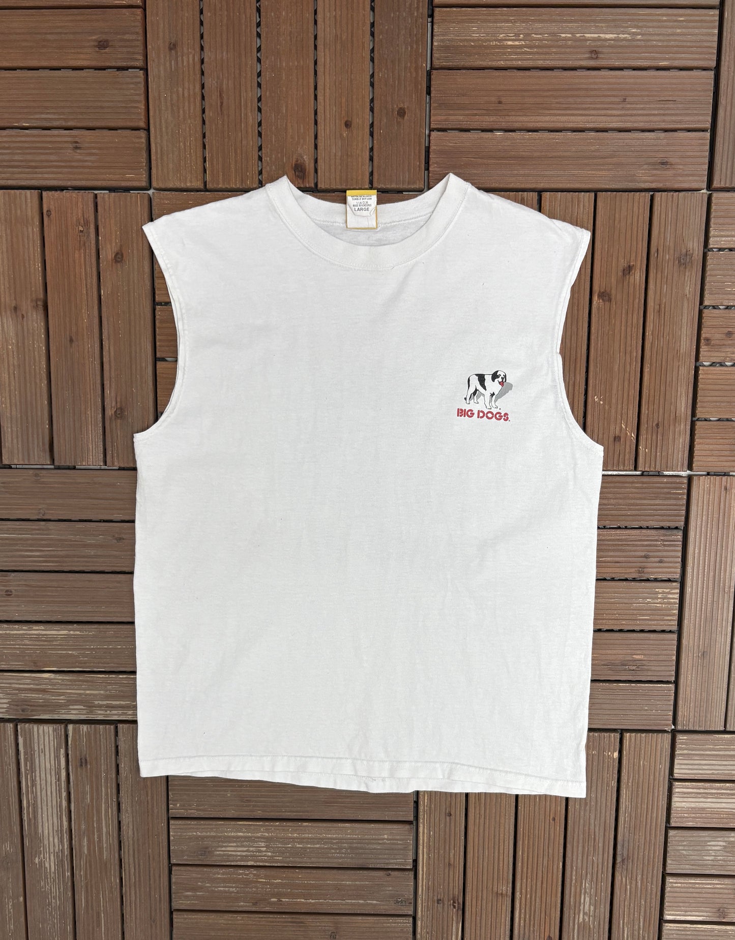 Big Dogs I'll Just Call You Dumb Graphic Tee | Size Large | Vintage 2000s Cartoon Dog White Tank Top |