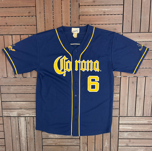 Corona Beer Graphic Jersey | Size X-Large | Vintage 2000s Baseball Blue Jersey |