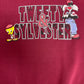 Tweety & Sylvester Graphic Crewneck | Size Large | Vintage 1990s Red Cartoon Promotional Sweater | Made in USA |