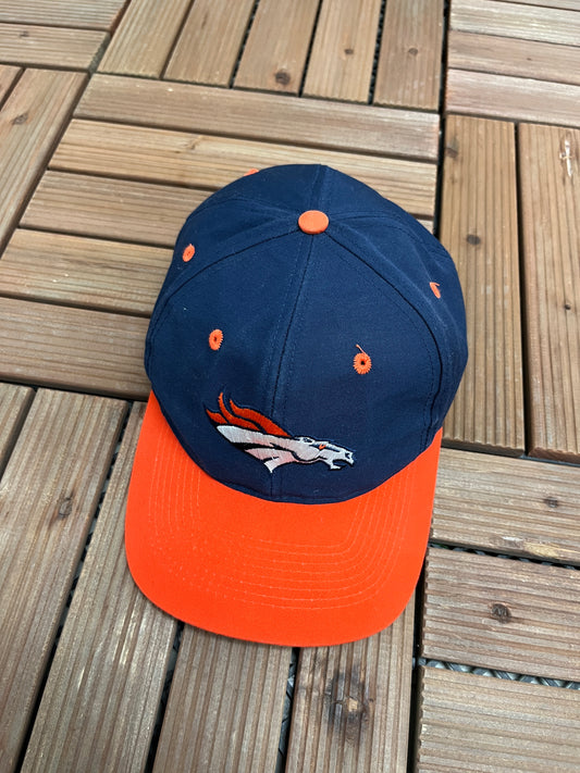 Denver Broncos Graphic Hat | Snap Back | Vintage 1990s NFL Football Blue Cap |