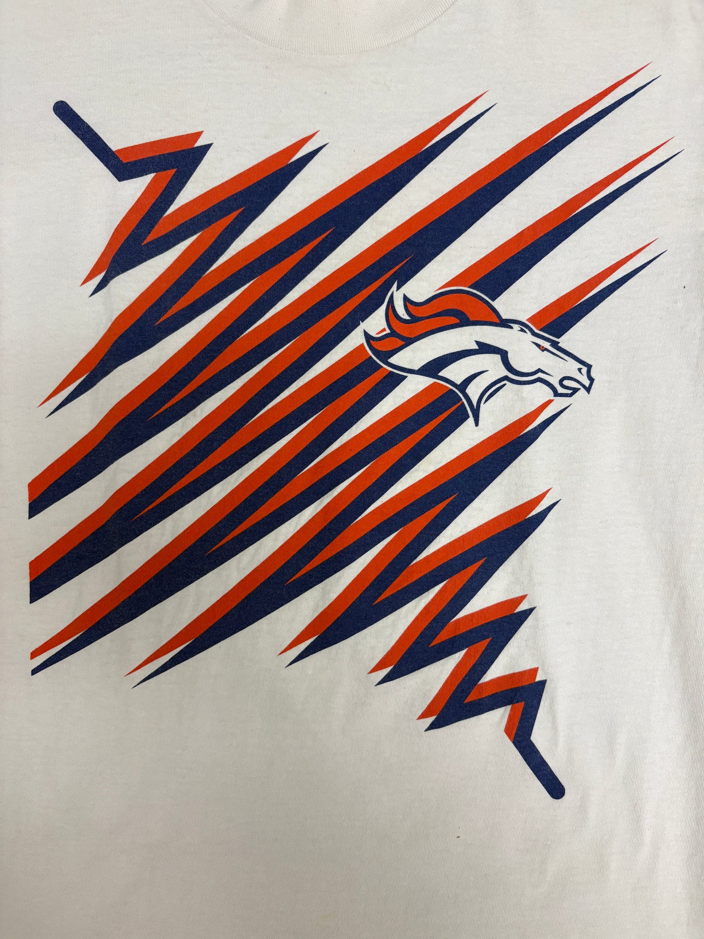 Denver Broncos Graphic Tee | Size Small | Vintage 1990s Starter NFL Football White T-Shirt |