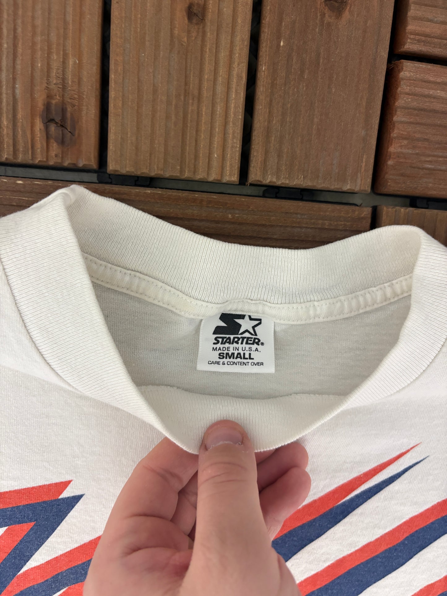 Denver Broncos Graphic Tee | Size Small | Vintage 1990s Starter NFL Football White T-Shirt |