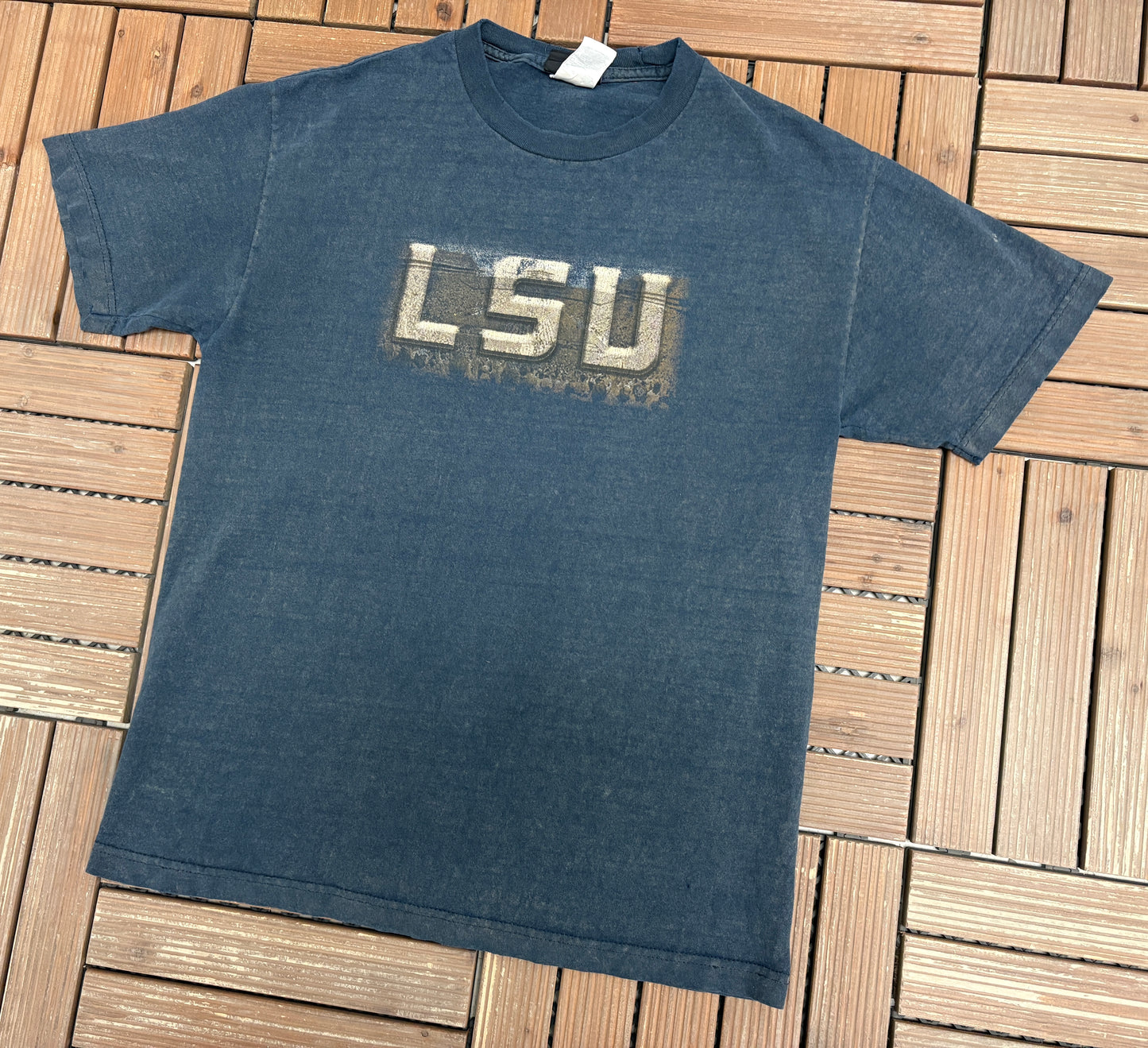 LSU Tigers Football Graphic Tee | Size Large | Vintage 2000s College Black T-Shirt |