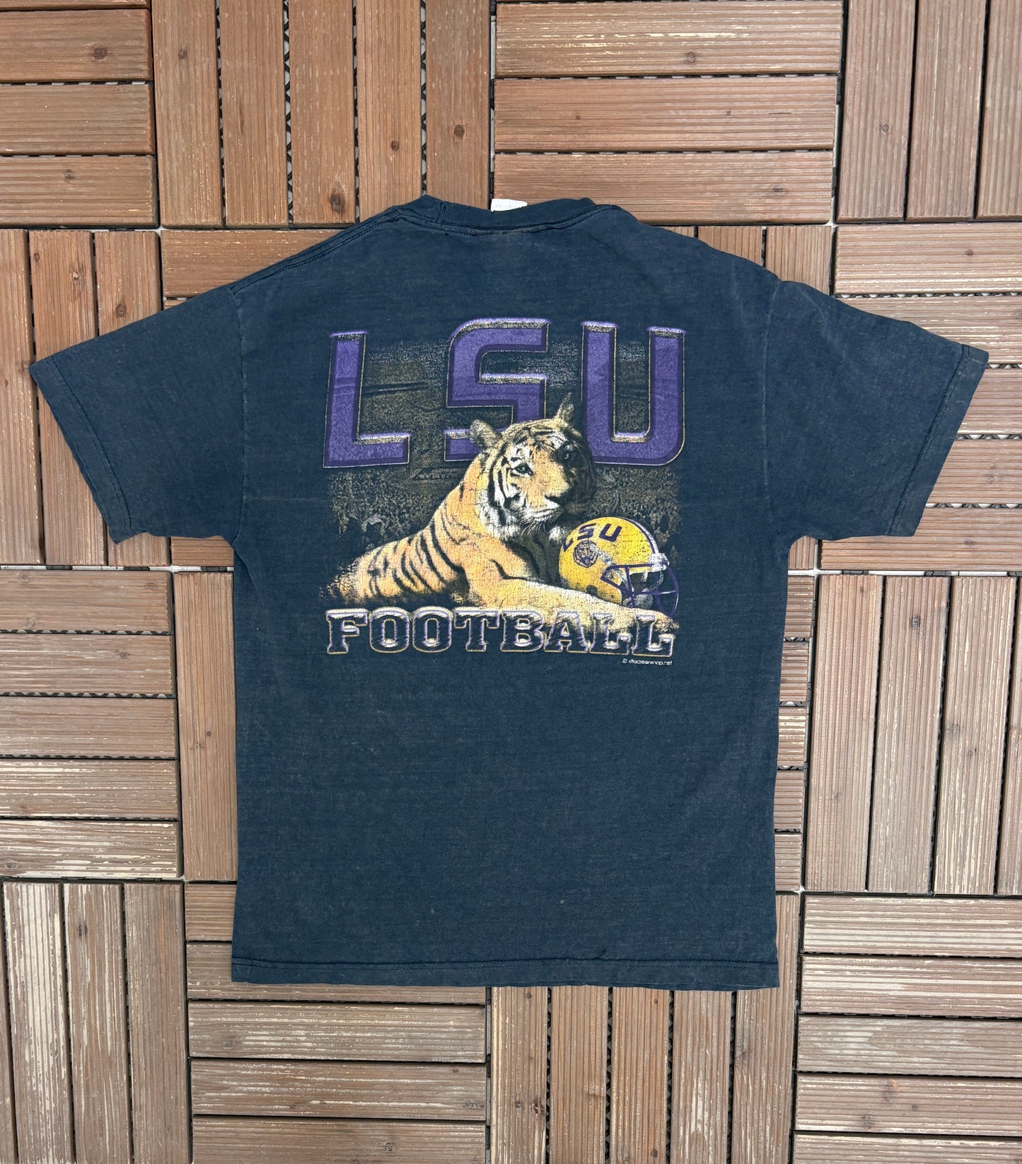LSU Tigers Football Graphic Tee | Size Large | Vintage 2000s College Black T-Shirt |