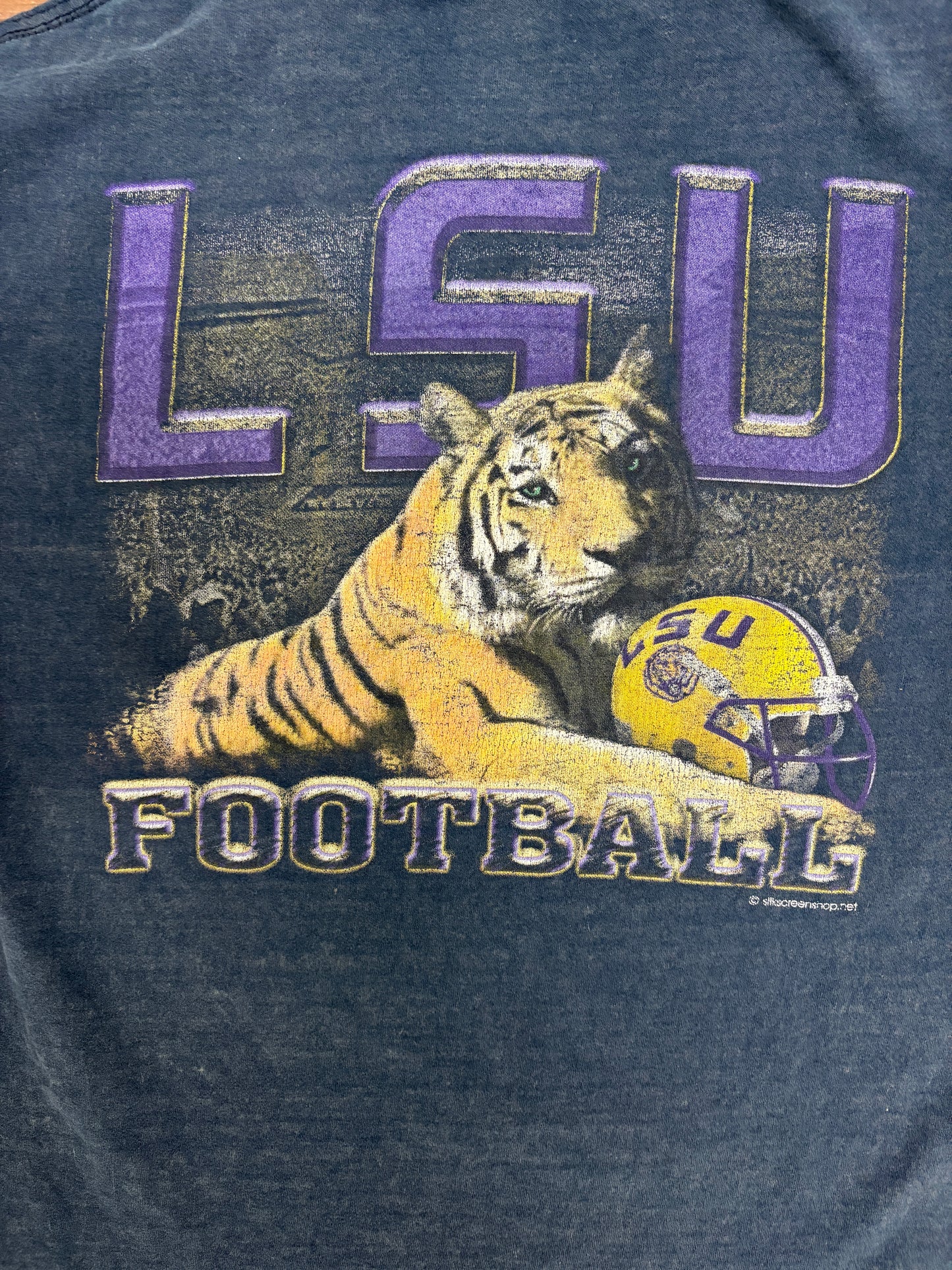 LSU Tigers Football Graphic Tee | Size Large | Vintage 2000s College Black T-Shirt |
