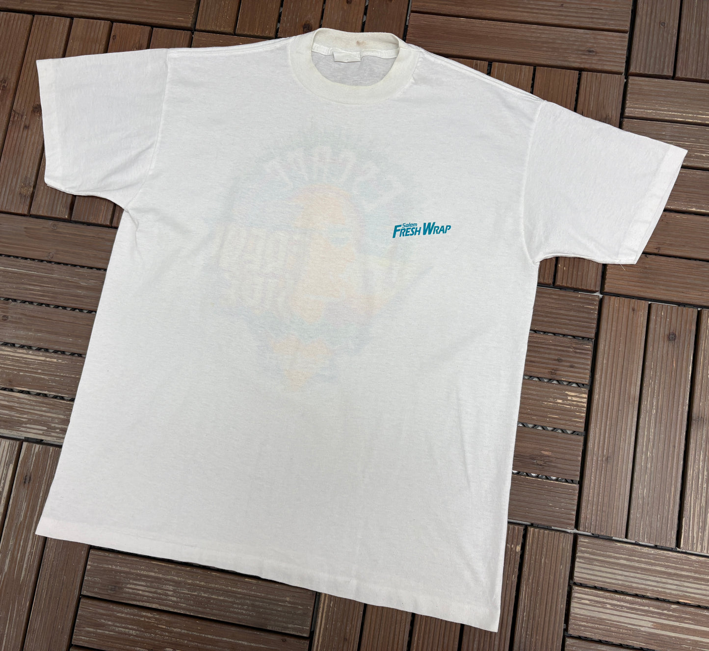 Salem Cigarettes Fresh Wrap Graphic Tee | Size X-Large | Vintage 1990s Promotional White T-Shirt |