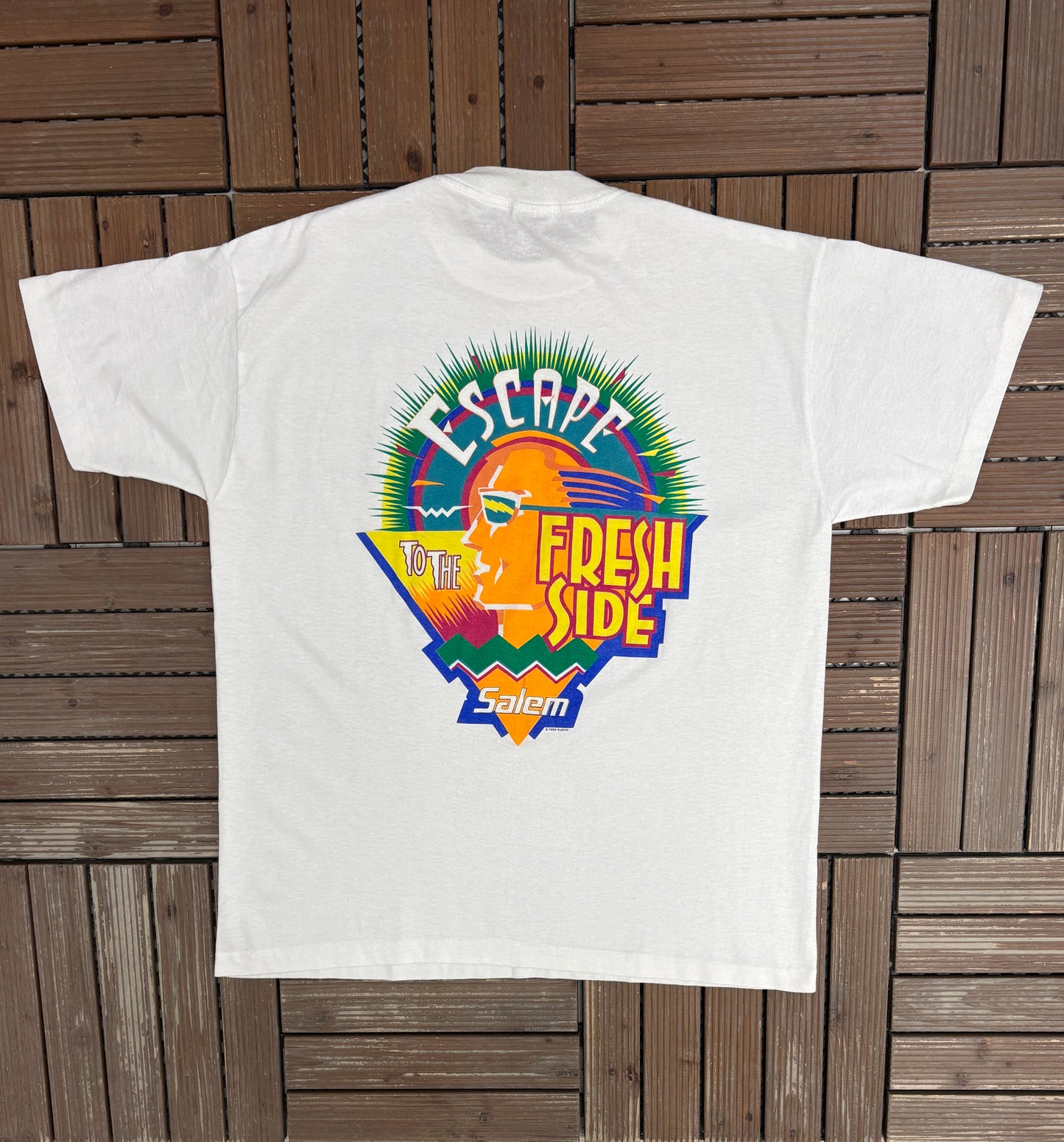 Salem Cigarettes Fresh Wrap Graphic Tee | Size X-Large | Vintage 1990s Promotional White T-Shirt |