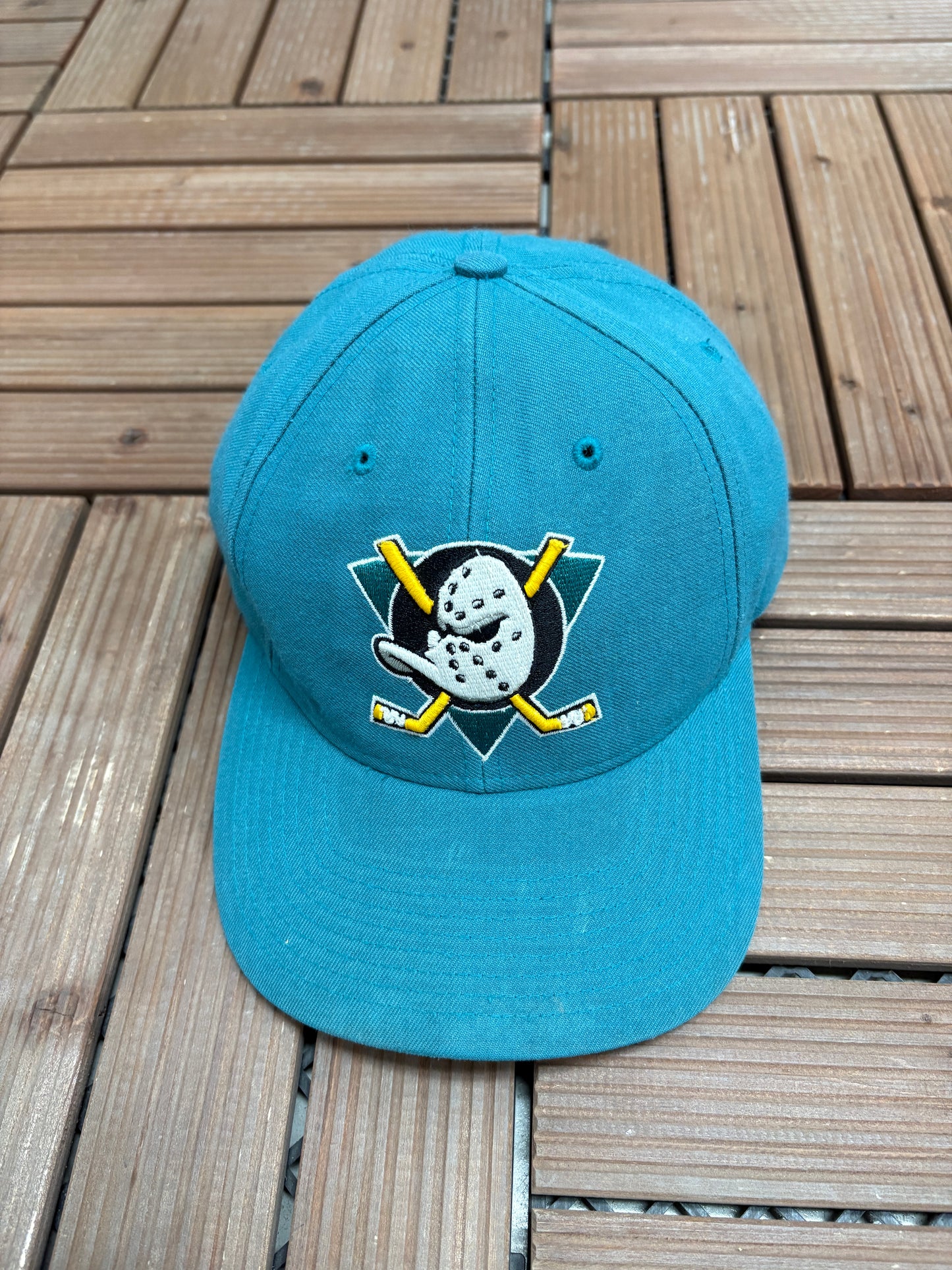 Anaheim Mighty Ducks Graphic Hat | Snap Back | Vintage 2000s NHL Hockey Green Cap |