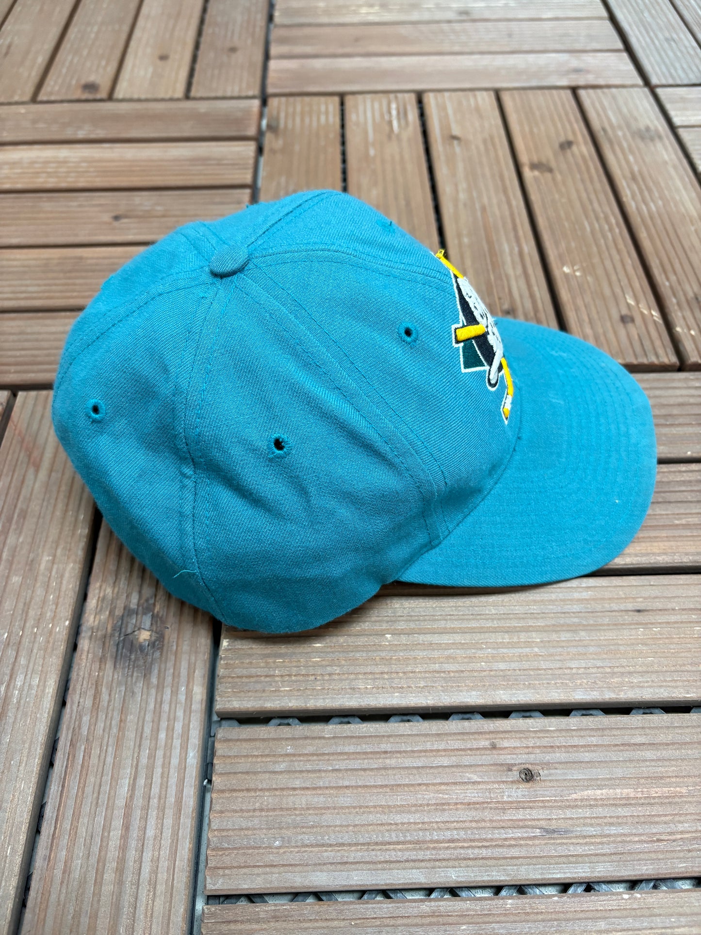 Anaheim Mighty Ducks Graphic Hat | Snap Back | Vintage 2000s NHL Hockey Green Cap |