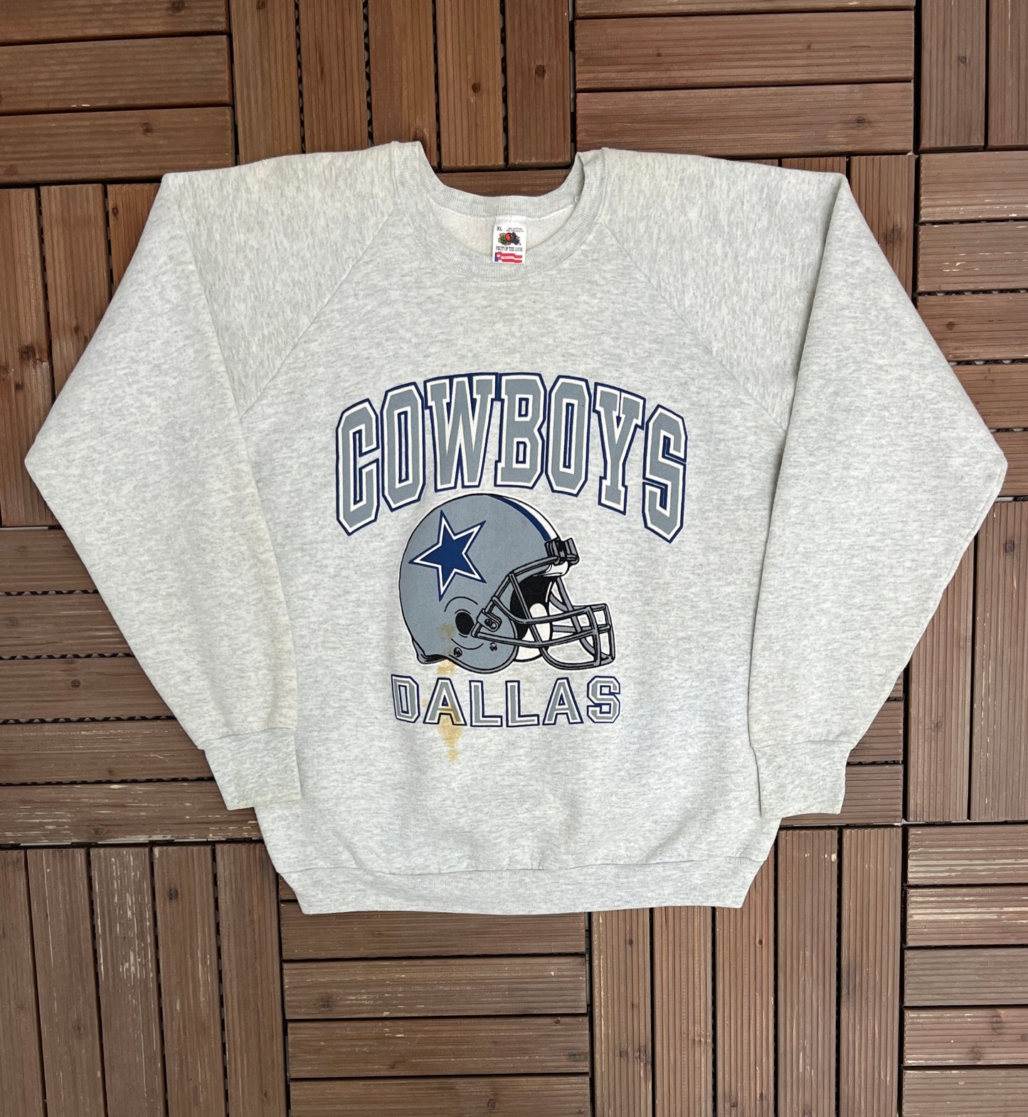 Dallas Cowboys Graphic Crewneck | Size X-Large | Vintage 1990s NFL Football Grey Sweater |