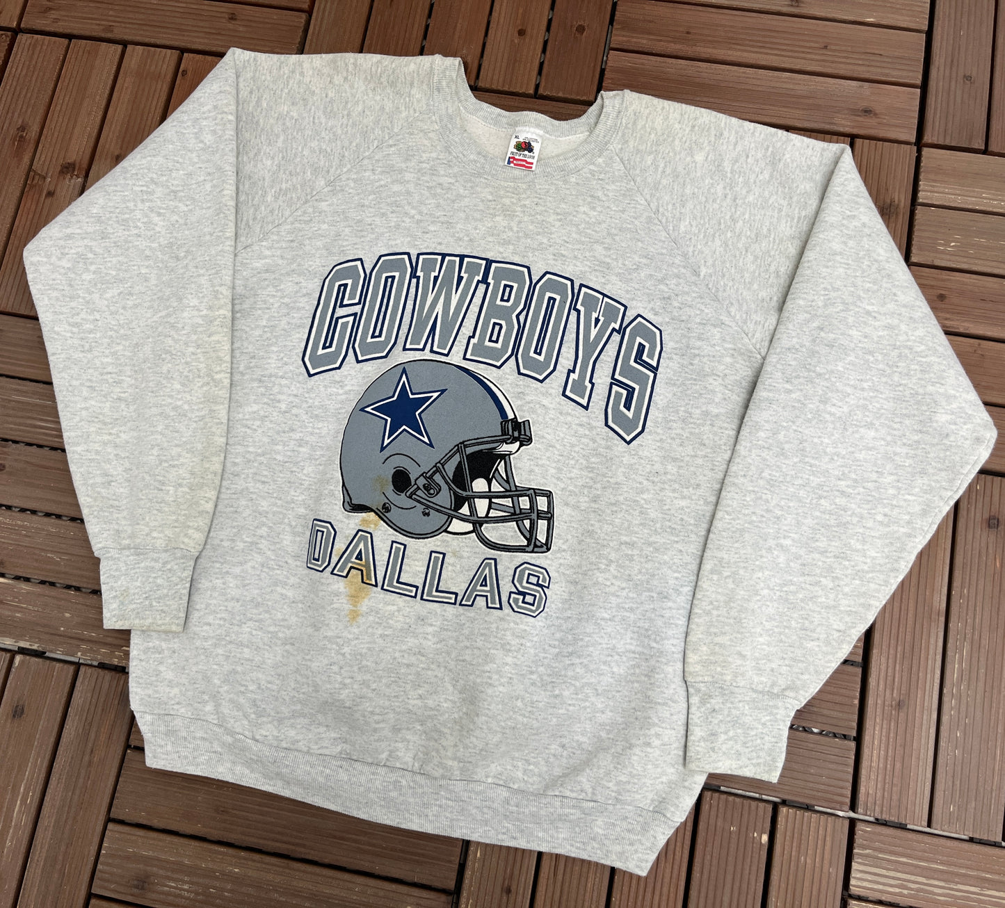 Dallas Cowboys Graphic Crewneck | Size X-Large | Vintage 1990s NFL Football Grey Sweater |