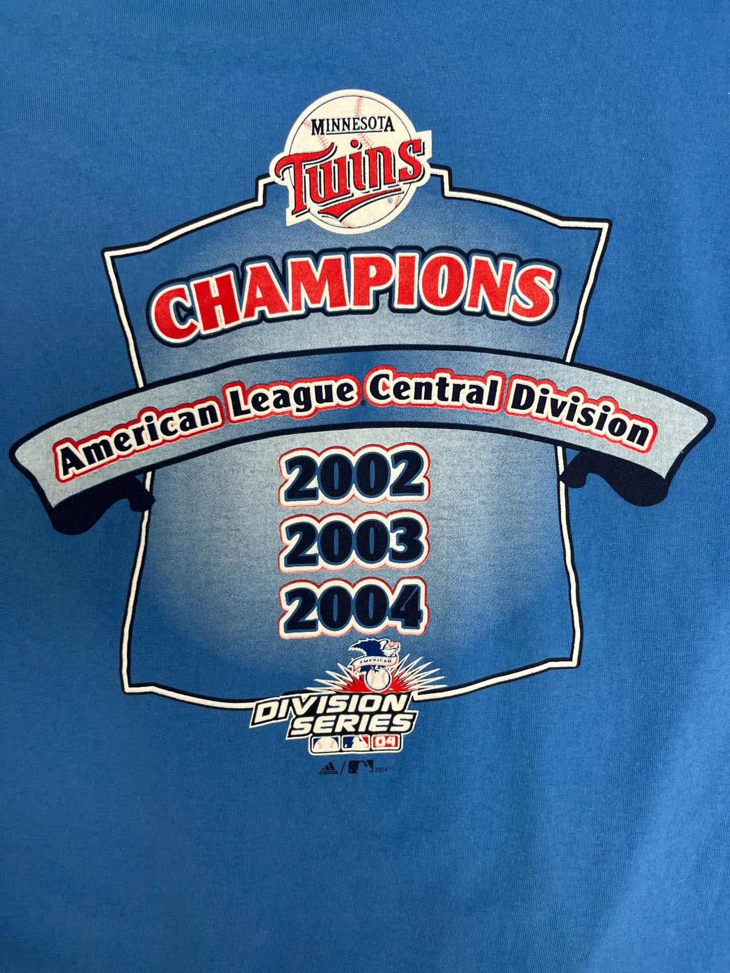 Minnesota Twins AL Central Division Champions Graphic Tee | Size Large | Vintage 2000s MLB Baseball Blue T-Shirt |