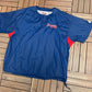 Atlanta Braves Graphic Tee | Size Large | Vintage 1990s Windbreaker Warm Up Blue T-Shirt |